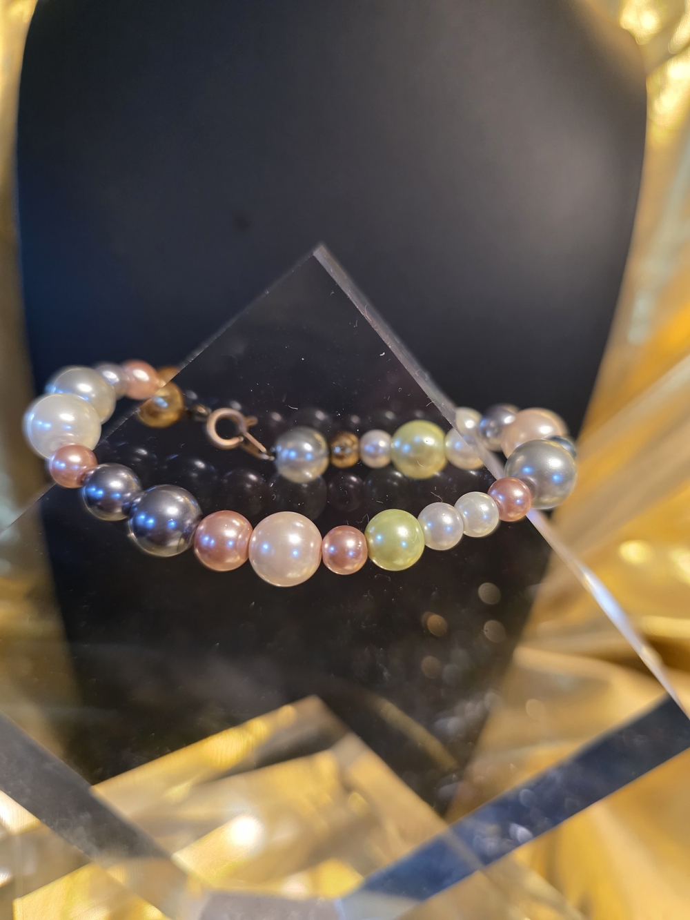#886 Multi-Color Faux Pearl Beaded Bracelet – Elegant Women’s Jewelry